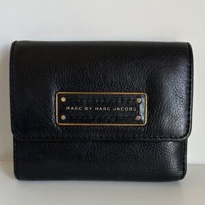 Marc by Marc Jacobs Black Leather Wallet with Gold Accents